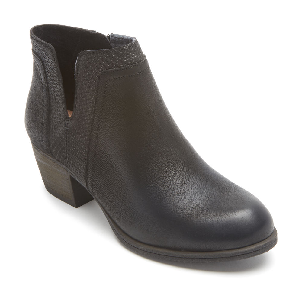 Rockport Booties For Womens Black - Cobb Hill Anika V-Cut - KC6852470